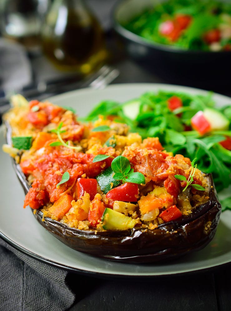 Provencal Vegan Stuffed Eggplants