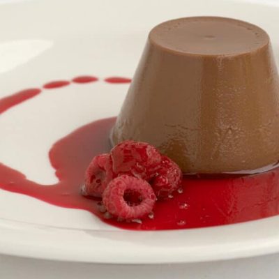 Chocolate Panna Cotta with Raspberry Coulis