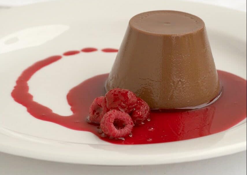 Chocolate Panna Cotta with Raspberry Coulis