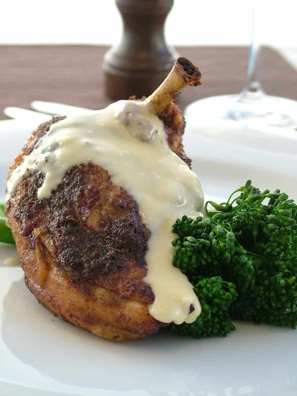 SPICE CRUSTED CHICKEN WITH ORANGE AND GINGER BEURRE BLANC