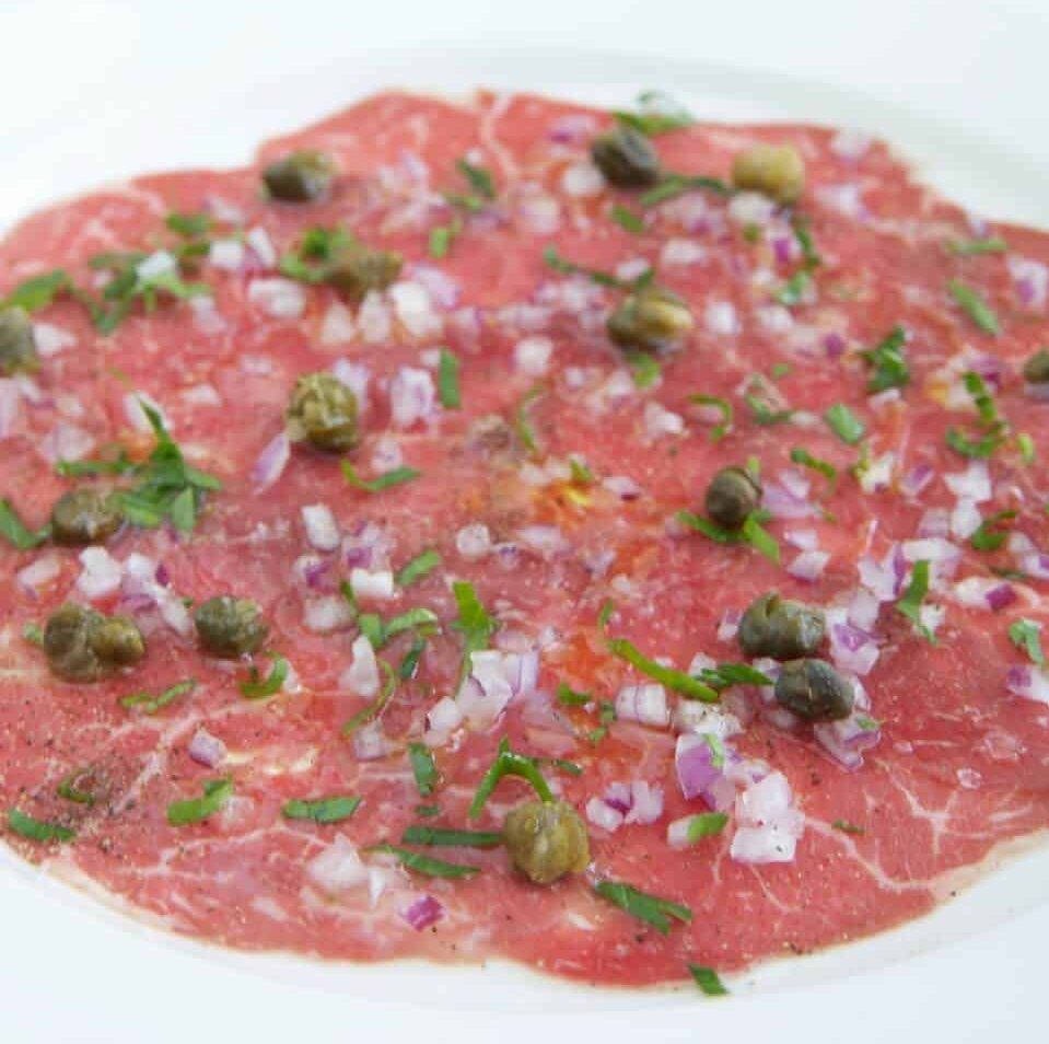 Beef Carpaccio with Capers, Parsley and Truffle Oil