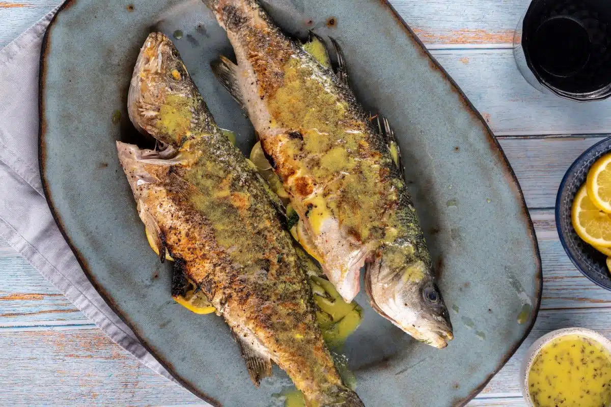 Grilled Sea Bass (Greek Style) 