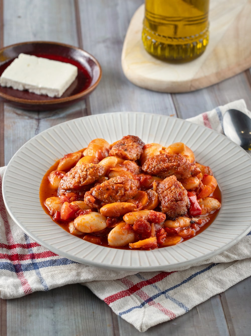 Baked Giant Beans in Tomato Sauce with Sausages