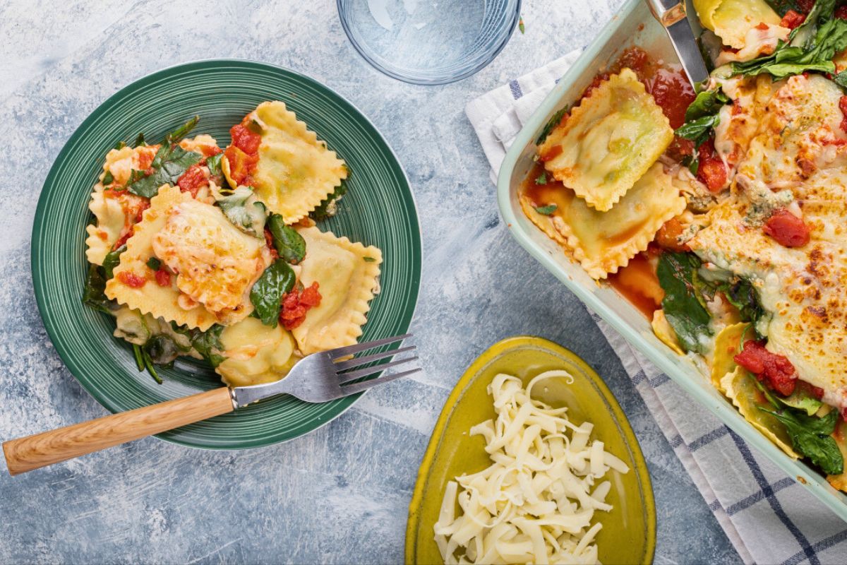 Baked Ravioli with Spinach