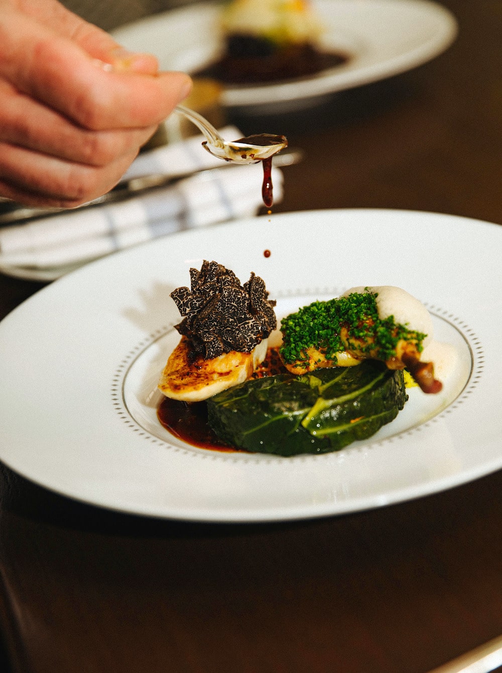 Corn-Fed Baby Chicken with Savoy Cabbage & Périgord Truffle