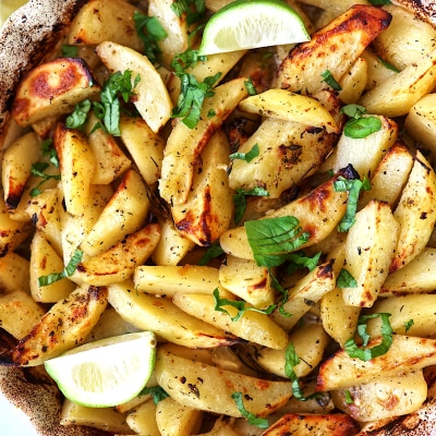Greek Lemon Potatoes with Garlic and Oregano