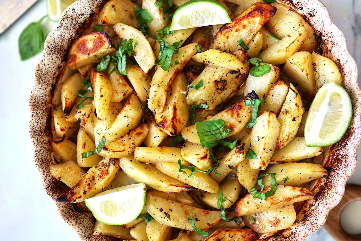 Greek Lemon Potatoes with Garlic and Oregano
