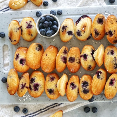 Fluffy Blueberry Madeleines