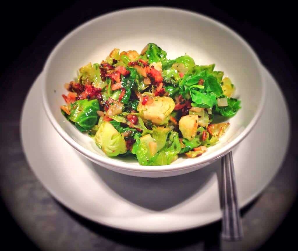 Brussels Sprouts with Bacon, Cider and Herbs