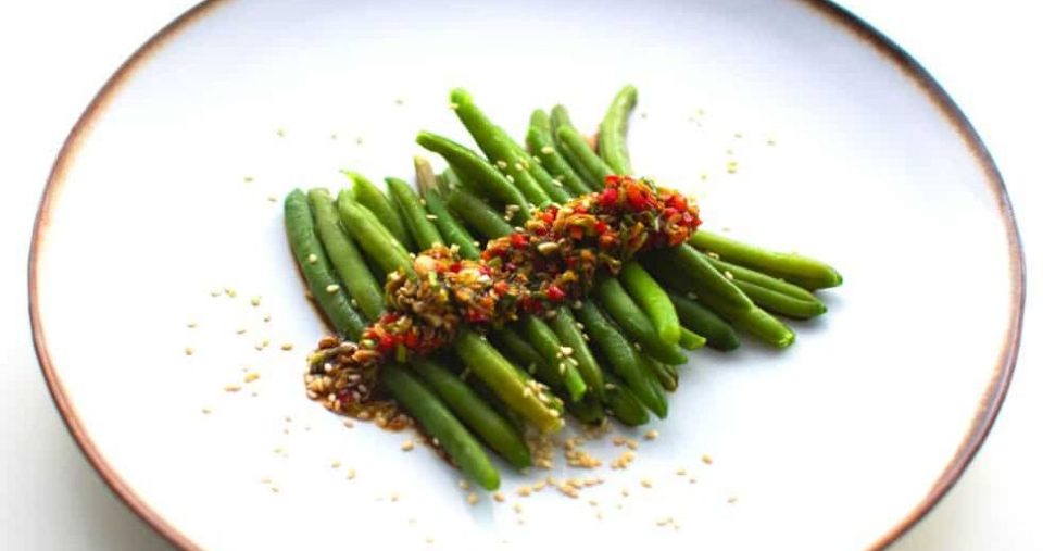 Blanched Green beans with Asian Sauce