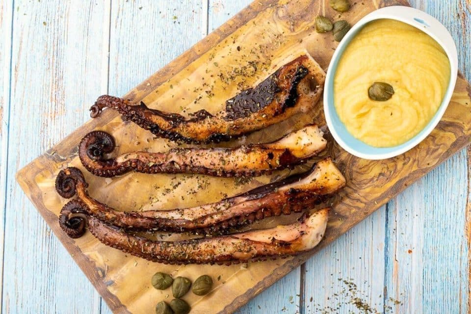 Grilled Octopus with Olive Oil & Lemon Sauce