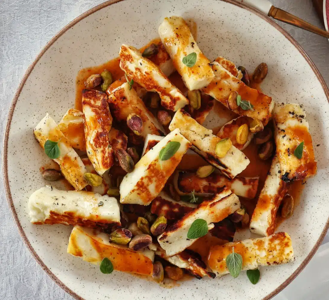 Grilled Halloumi w/ Orange Vinaigrette & Pistachios