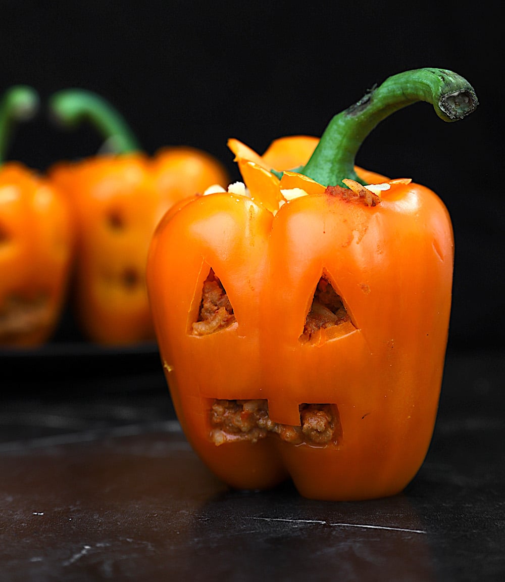 Halloween Stuffed Peppers (Jack-o'-Lantern Peppers)