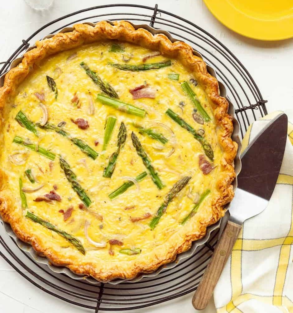 Ham and Asparagus Quiche with Gruyere Cheese