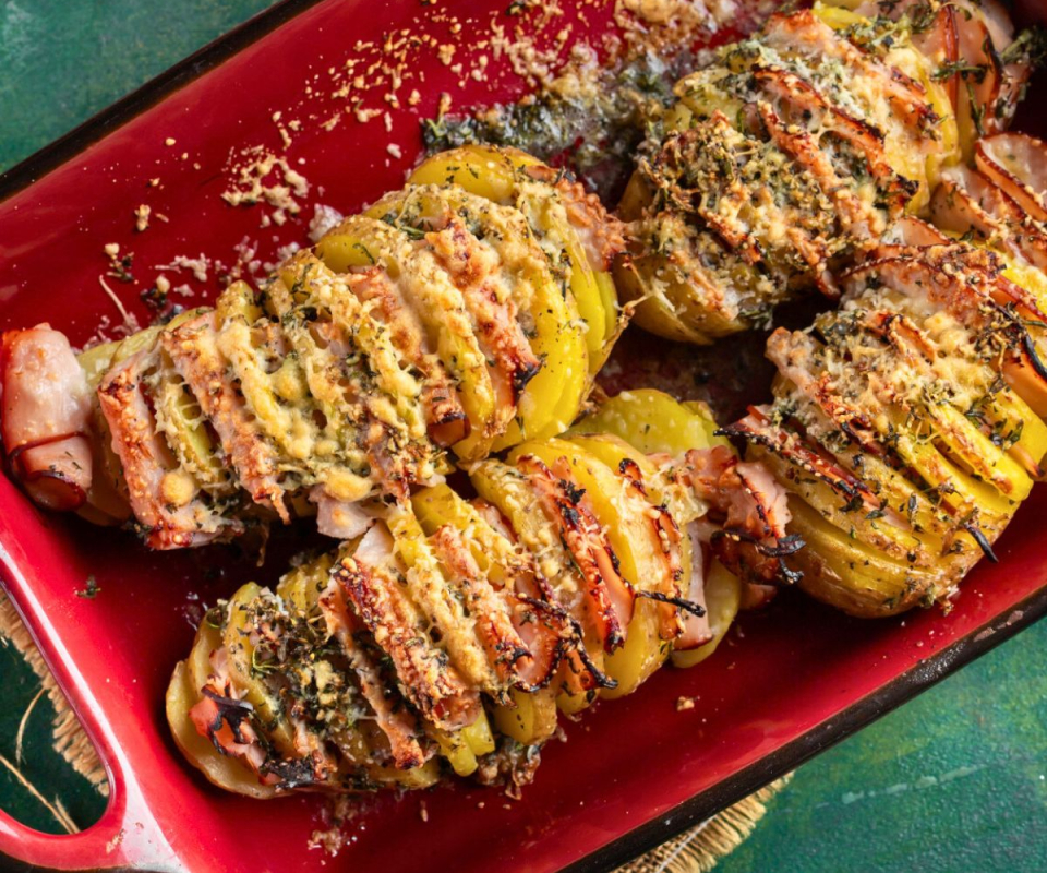 Ham & Cheese Hasselback Potatoes