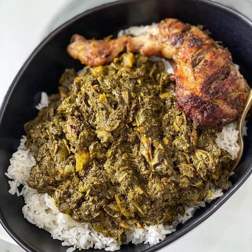 Isombe (Cassava leaves stew)