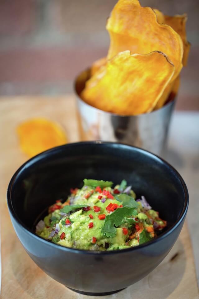 Smashed Avocados with Sweet Potato Chips - Chef's Pencil