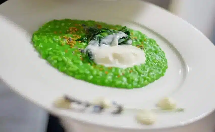 Nettle & Green Herb Risotto with Goat Cheese