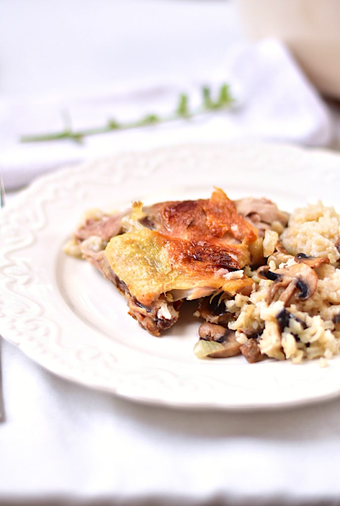 Oven-Baked Chicken with Rice and Mushrooms