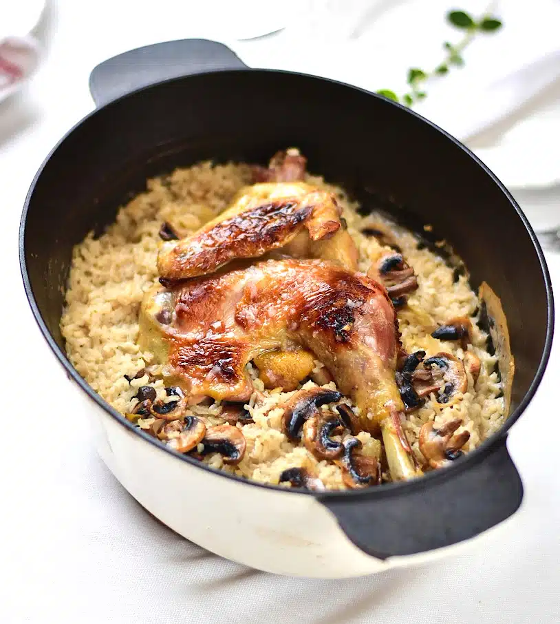 Oven-Baked Chicken with Rice and Mushrooms