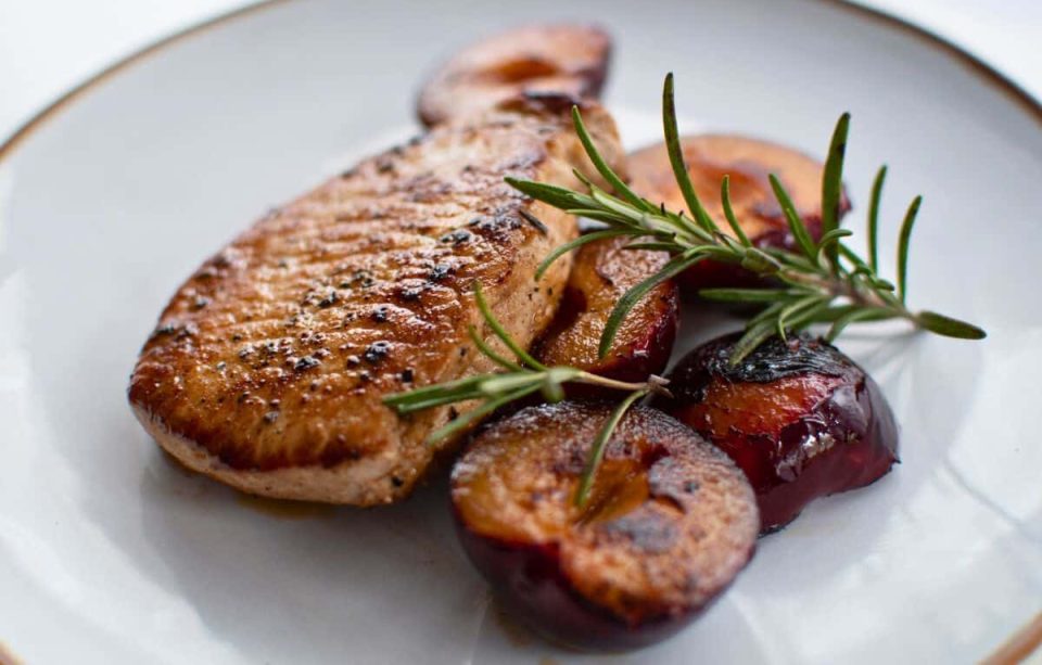 PanFried Pork Chops with Plums & Rosemary Chef's Pencil
