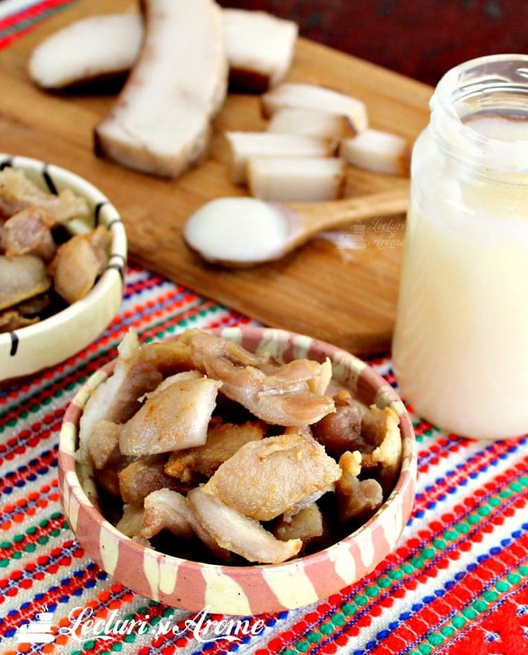 Traditional Romanian Pork Greaves and Lard