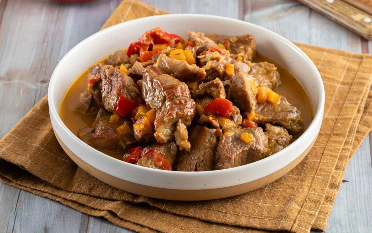 Greek-Style Braised Pork with Orange, Honey, and Peppers