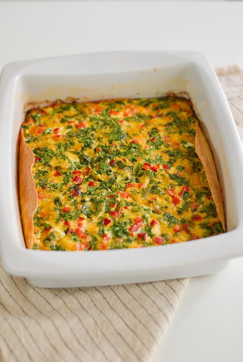 Cheesy Spinach and Pepper Breakfast Bake