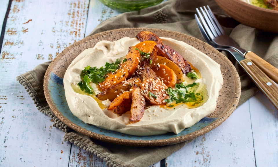 Roasted Potatoes with Tahini Yogurt Sauce