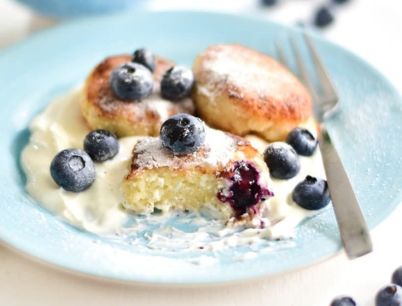 Russian Syrniki with Blueberries