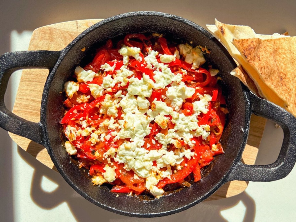 Sautéed Peppers with Graviera Cheese
