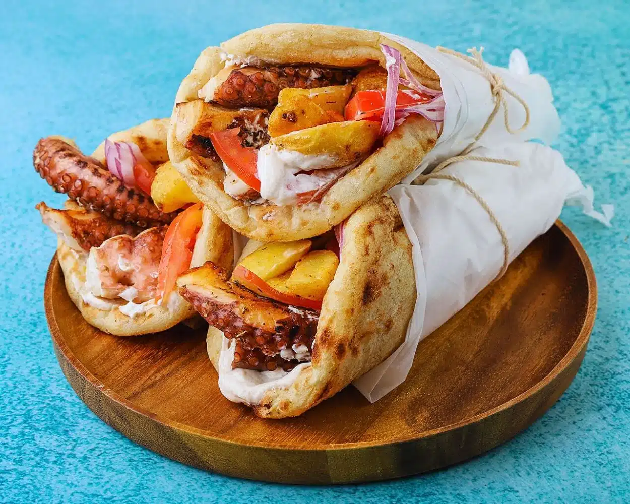 Souvlaki Wrap with Octopus