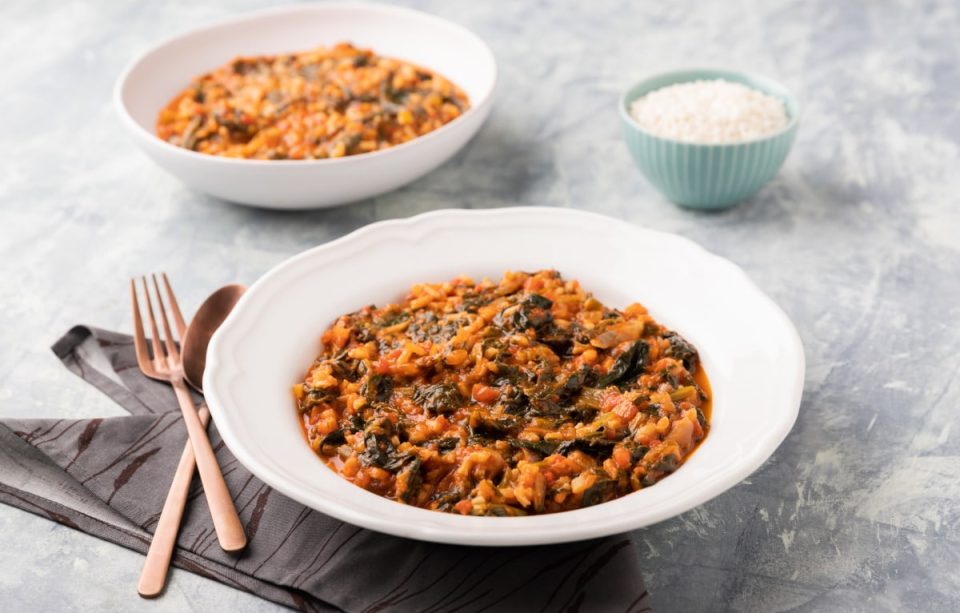 Spinach and Rice with Tomato