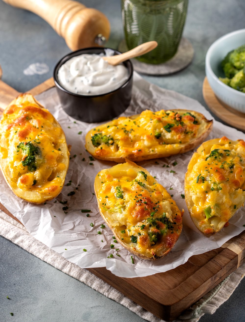 Stuffed Baked Potatoes with Broccoli & Cheddar
