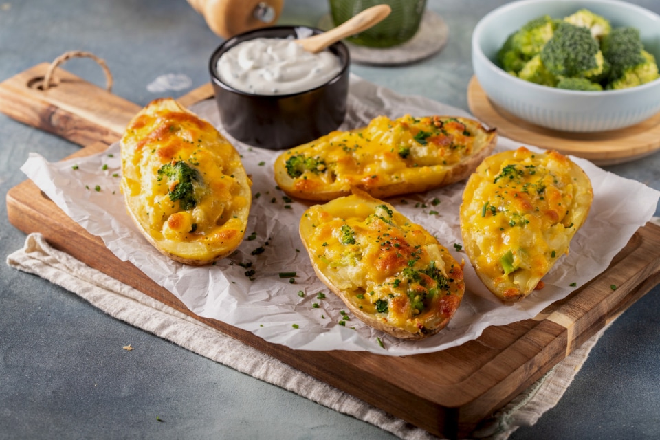 Stuffed Baked Potatoes with Broccoli & Cheddar