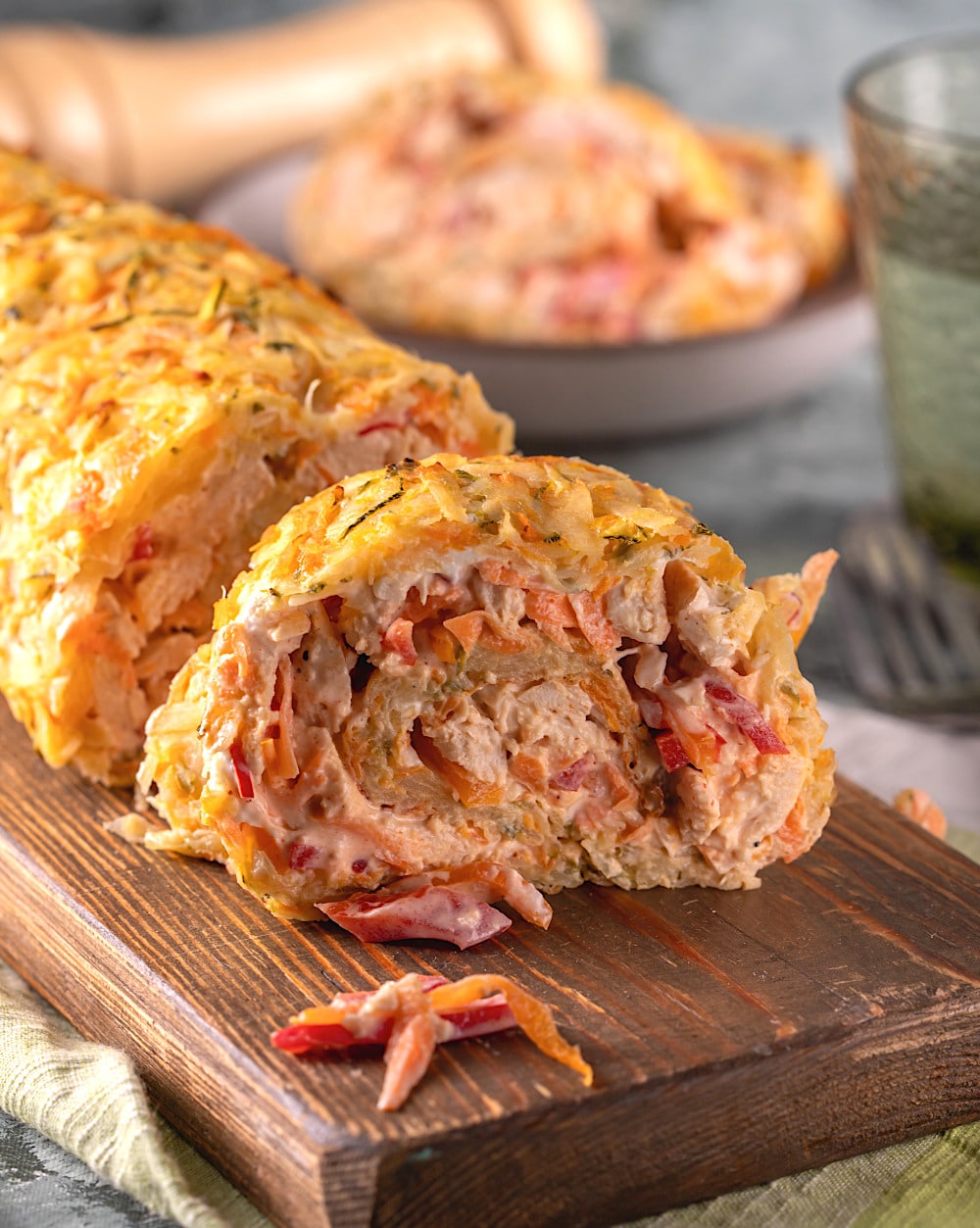 Cheesy Vegetable Roll Stuffed with Chicken
