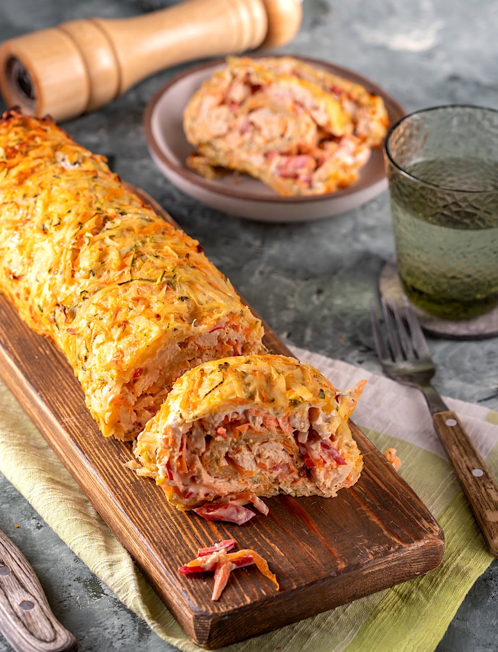 Cheesy Vegetable Roll Stuffed with Chicken