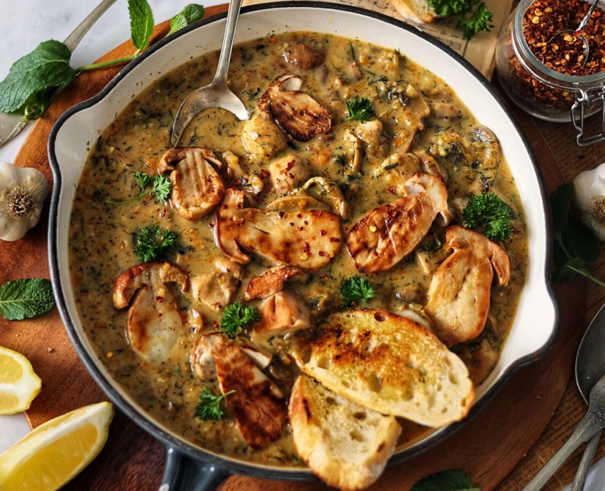 Porcini Mushroom Stew with Béchamel Sauce